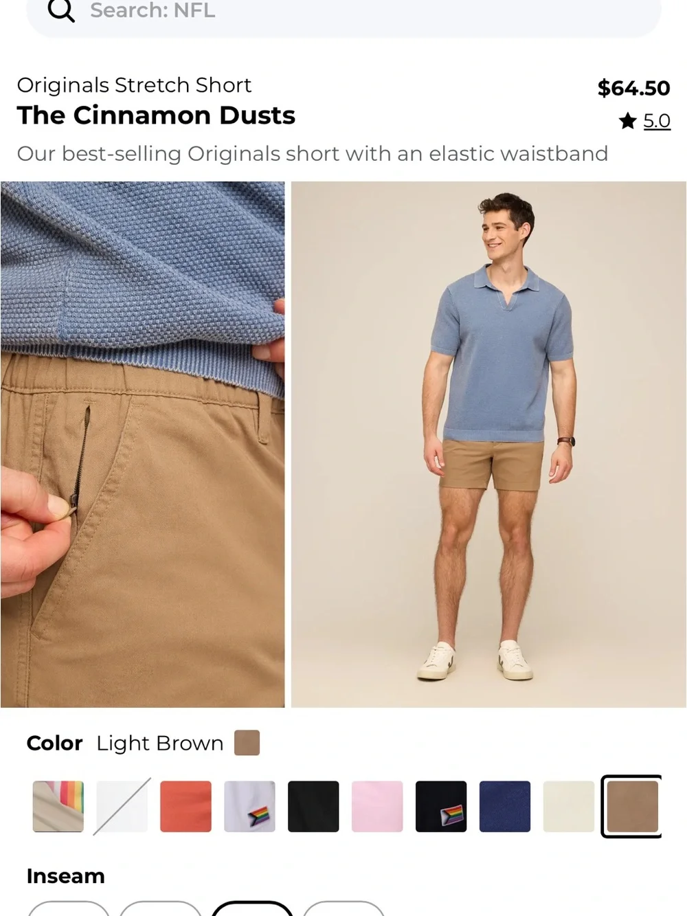 chubbies Light Tan Flat-Front Men's Shorts